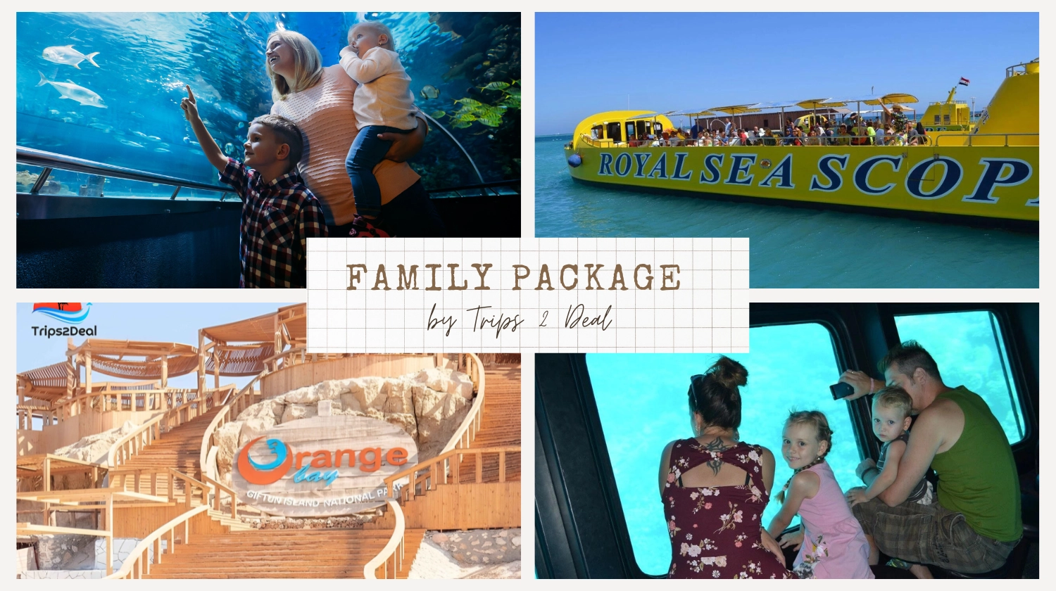 Hurghada: Para familias con niños Paquete de 3 excursiones - Royal Sea Scope, Gran Acuario e Isla de Orange Bay