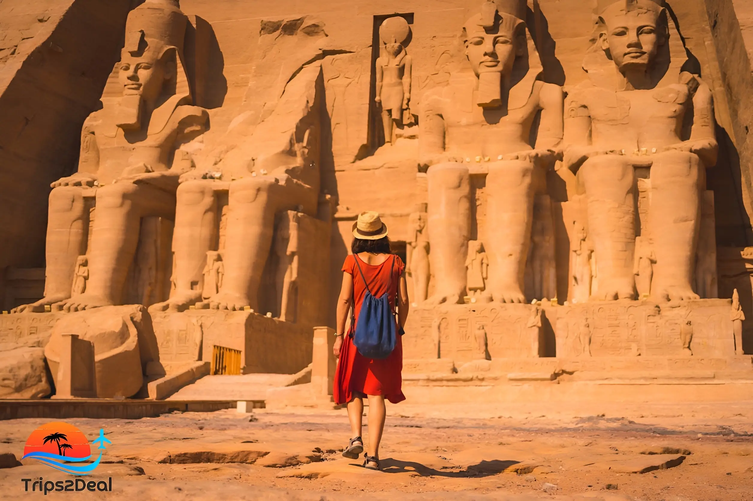 girl standing in front of abu simble 